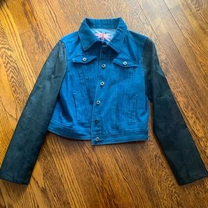 Mixed media jacket jean and faux leather XL